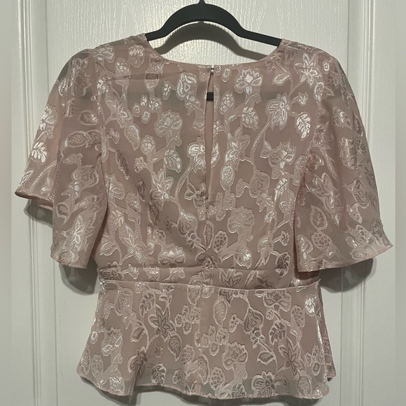 Express pink waist top, back zip closure, semi sheer fabric Size Medium - Picture 2 of 4